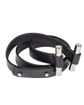Black leather shoulder strap for interchangeable bag: details and price - www.dampai.it