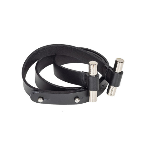 Black leather shoulder strap for interchangeable bag: details and price - www.dampai.it