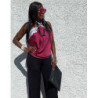 Synthetic silk foluard dark pink