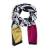 Synthetic silk scarf with damask design