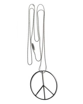 Lunga COLLANA a Pallini in acciaio con il pendente PEACE