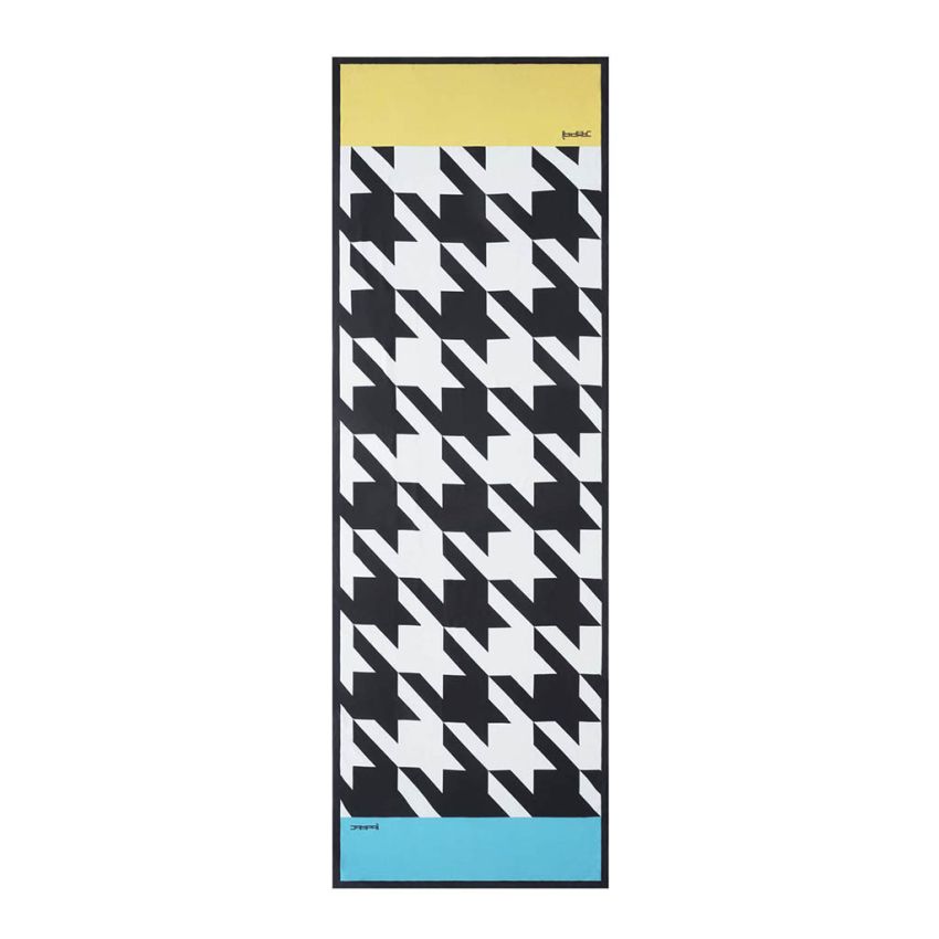 Synthetic silk scarf with houndstooth design