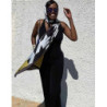 Synthetic silk scarf with houndstooth design