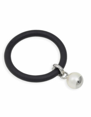 LOVEJOY bracelets in black silicone with interchangeable metallic and pearly White sphere – Dampaì