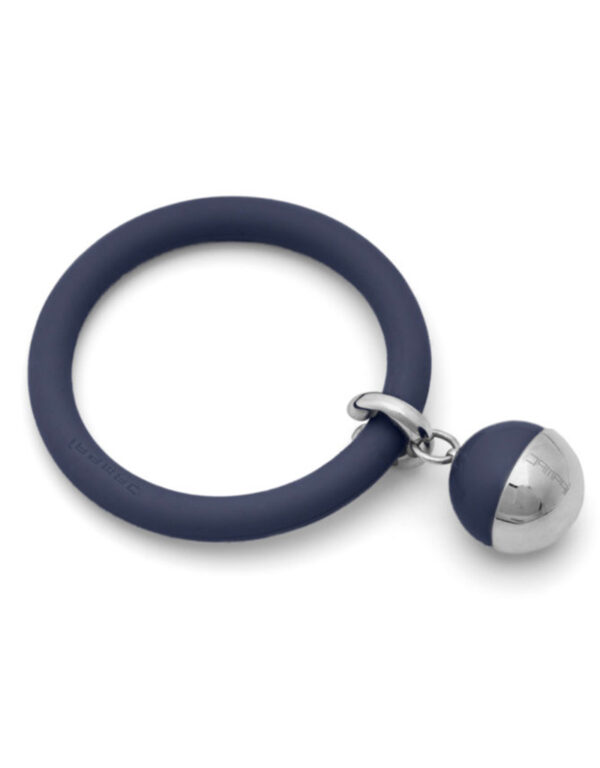 Braccialetto LOVEJOY in silicone con pendente in acciaio e sfera colorata Blu Dampaì