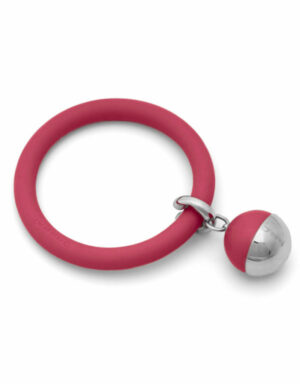 Braccialetto LOVEJOY in silicone con pendente in acciaio e sfera colorata Rosso Rossetto Dampaì