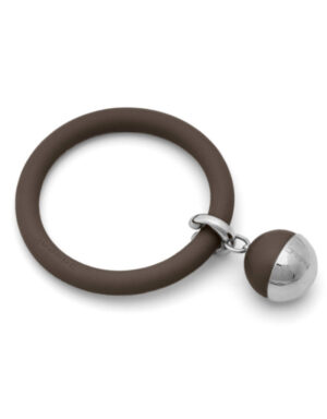 Braccialetto LOVEJOY in silicone con pendente in acciaio e sfera colorata Cioccolato Dampaì