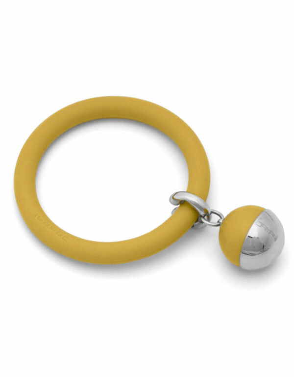 Braccialetto LOVEJOY in silicone con pendente in acciaio e sfera colorata Giallo Banana Dampaì