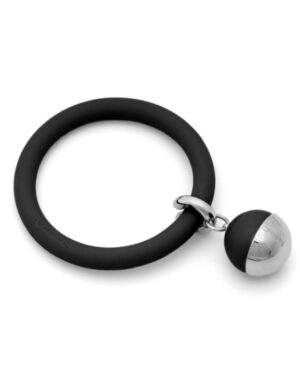 Braccialetto LOVEJOY in silicone con pendente in acciaio e sfera colorata Nero Dampaì
