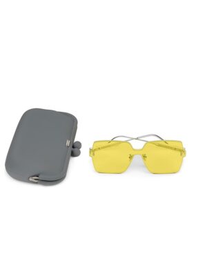 Square rimless sunglasses in cedar yellow color