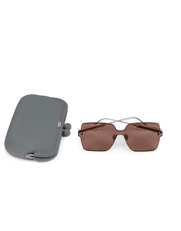 Square rimless sunglasses in chinotto brown color