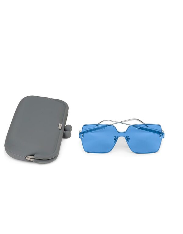 Square rimless sunglasses in sky blue color
