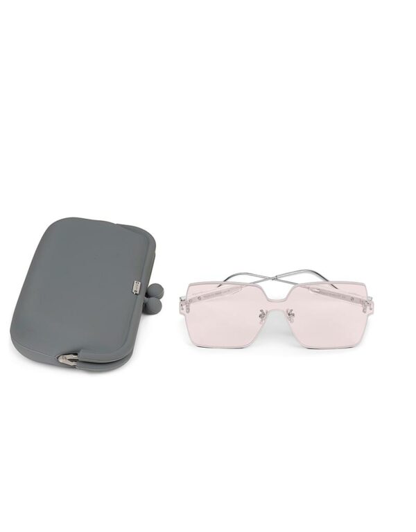 Square rimless pale pink sunglasses