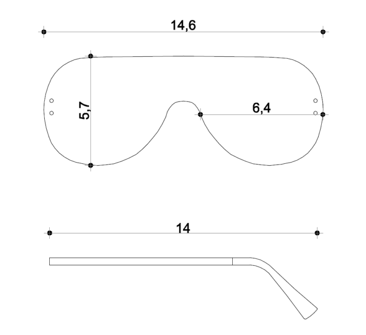 Misure occhiali stondati senza montatura