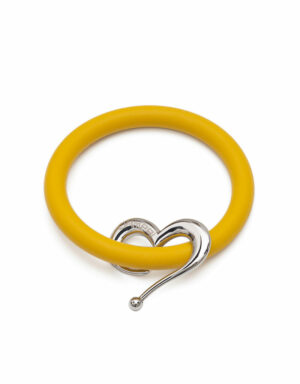 Bernardo & Heart bracelets in yellow-smile silicone with Dampaì steel accessory