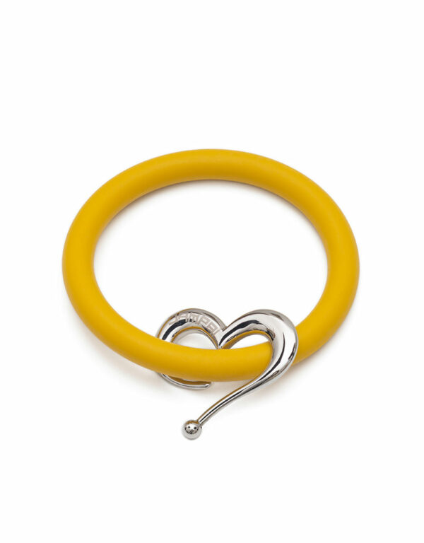 Braccialetti Bernardo&Cuore in silicone colore giallo smile con accessorio in acciaio Dampaì