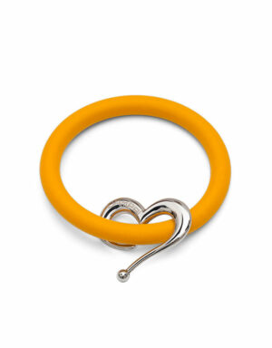 Braccialetti Bernardo&Cuore in silicone colore arancio con accessorio in acciaio Dampaì