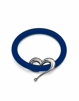 Braccialetti Bernardo&Cuore in silicone colore blu con accessorio in acciaio Dampaì