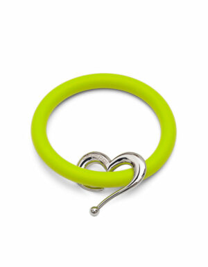 Bernardo & Heart bracelets in green lime silicone with Dampaì steel accessory