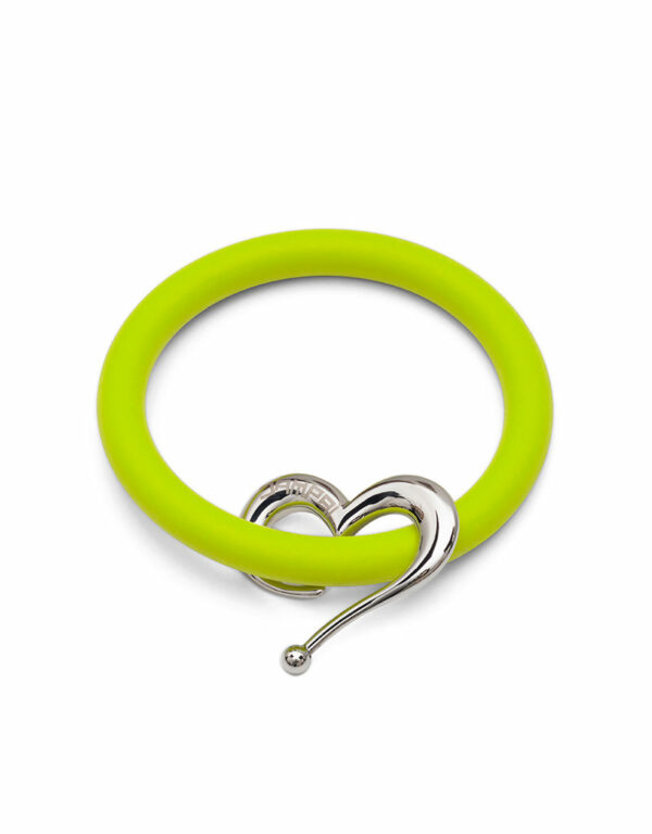 Braccialetti Bernardo&Cuore in silicone colore verde smile con accessorio in acciaio Dampaì