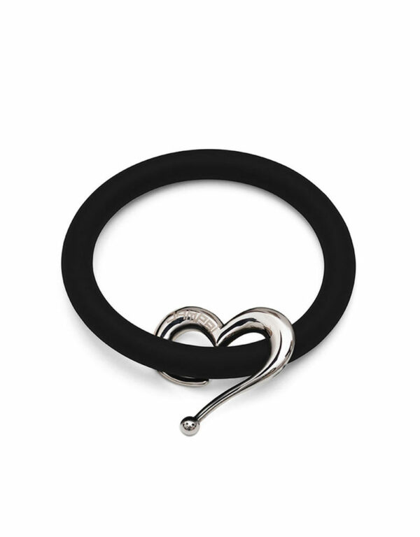 Braccialetti Bernardo&Cuore in silicone colore nero con accessorio in acciaio Dampaì
