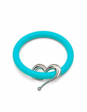 Bernardo & Heart bracelets in tiffany color silicone with Dampaì steel accessory