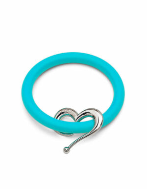 Braccialetti Bernardo&Cuore in silicone colore tiffany con accessorio in acciaio Dampaì