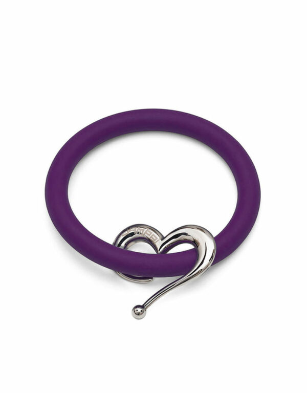 Braccialetti Bernardo&Cuore in silicone colore viola con accessorio in acciaio Dampaì