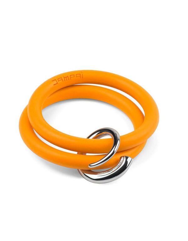 Bernardo & Girella bracelets in orange silicone with Dampaì steel accessory