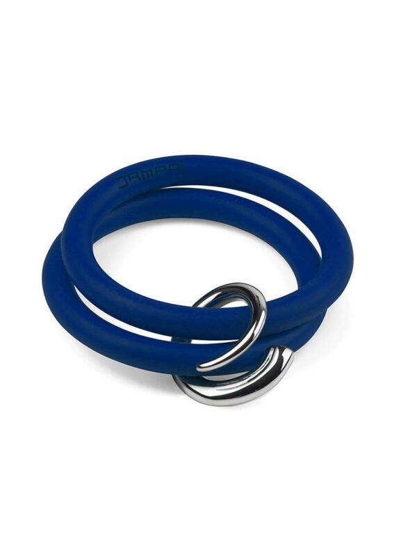 Bernardo & Girella bracelets in blue silicone with Dampaì steel accessory