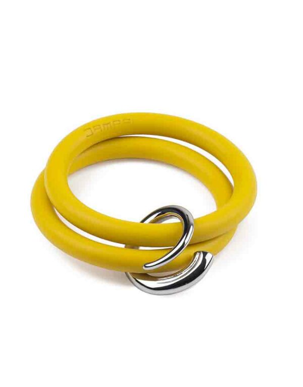 Bernardo & Girella bracelets in yellow-smile silicone with Dampaì steel accessory