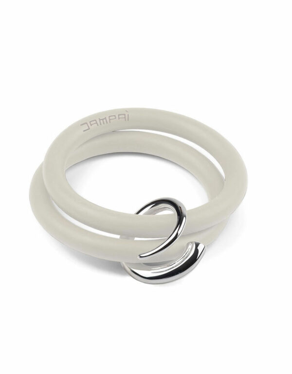 Bernardo & Girella bracelets in cream silicone with Dampaì steel accessory