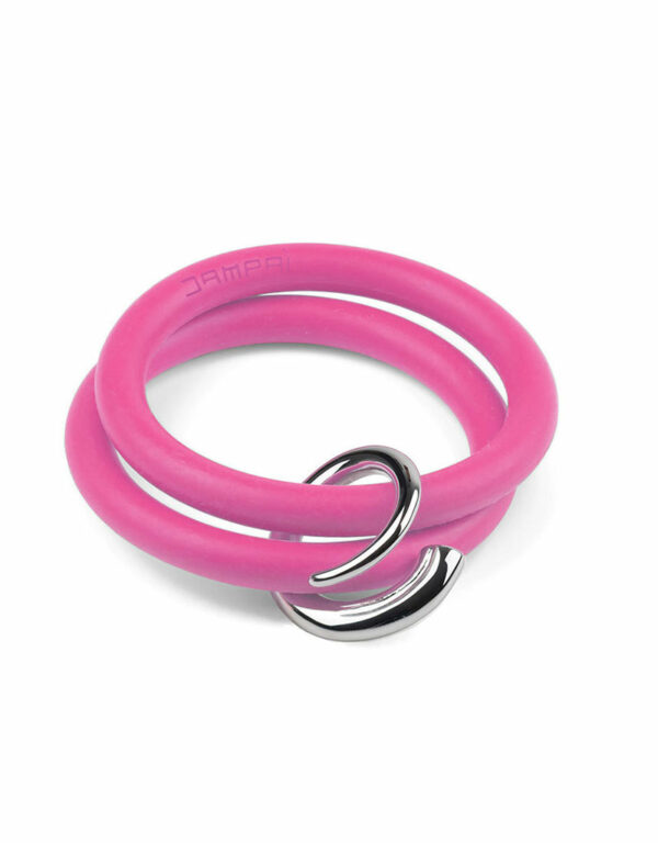 Braccialetti Bernardo&Girella in silicone colore rosa shocking con accessorio in acciaio Dampaì