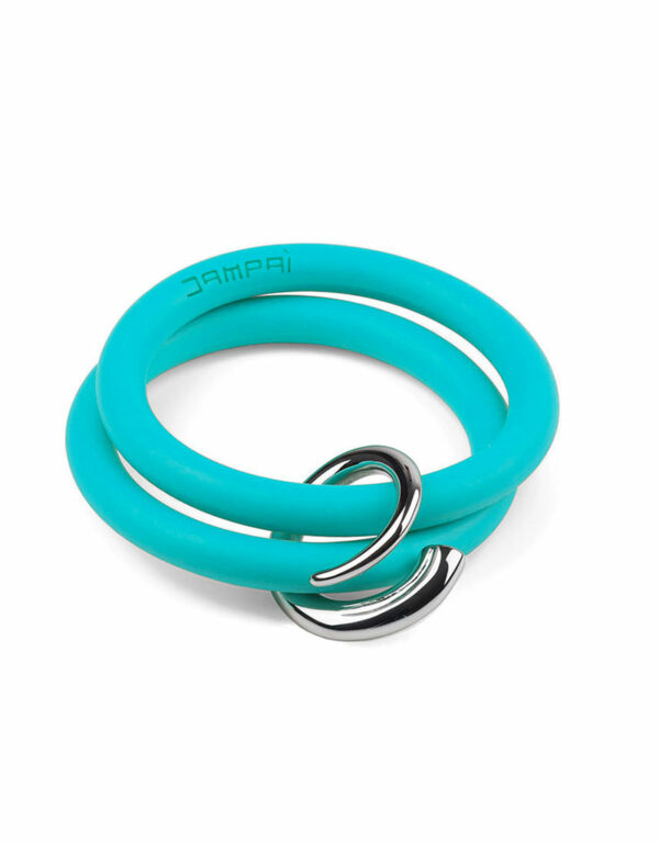 Braccialetti Bernardo&Girella in silicone colore tiffany con accessorio in acciaio Dampaì