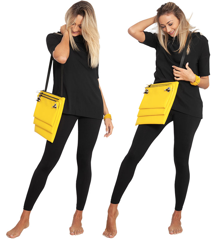 Borsa EILEEN&Tracolla Large&Medium&Small size – in pelle riciclata giallo smile Dampaì Borsa EILEEN&Tracolla Large&Medium&Small size – in pelle riciclata giallo smile Dampaì