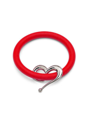 Bernardo & Heart bracelets in lipstick red silicone with Dampaì steel accessory