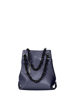 borsa in pelle Doriana blu notte lucido