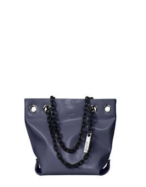 borsa in pelle Doriana blu notte lucido