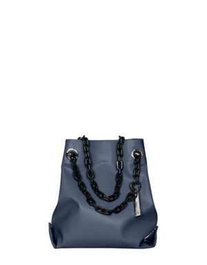 borsa in pelle Doriana blu notte lucido