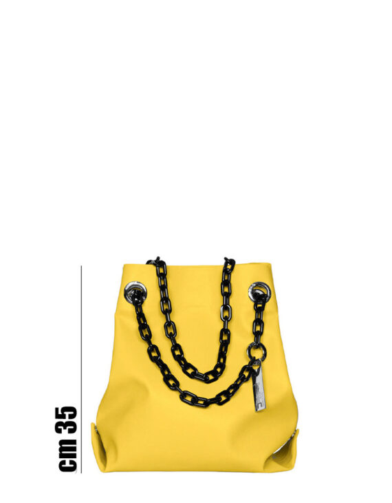 borsa in pelle Doriana giallo smile in eveidenza