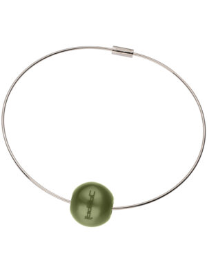 Collana Filo con sfere amabrata Verde Muschio 7762 C